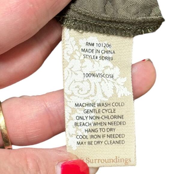 Soft Surroundings Green Jacquard Leopard Print Collared Long Sleeve Shirt Top 3X - Picture 13 of 14